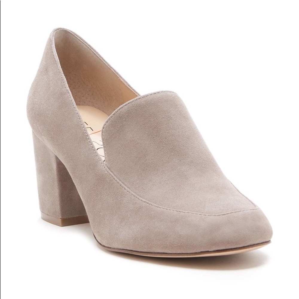 Sole Society Womens Madigan Tan Leather Slip On Block Pump Heels Size US 9 M